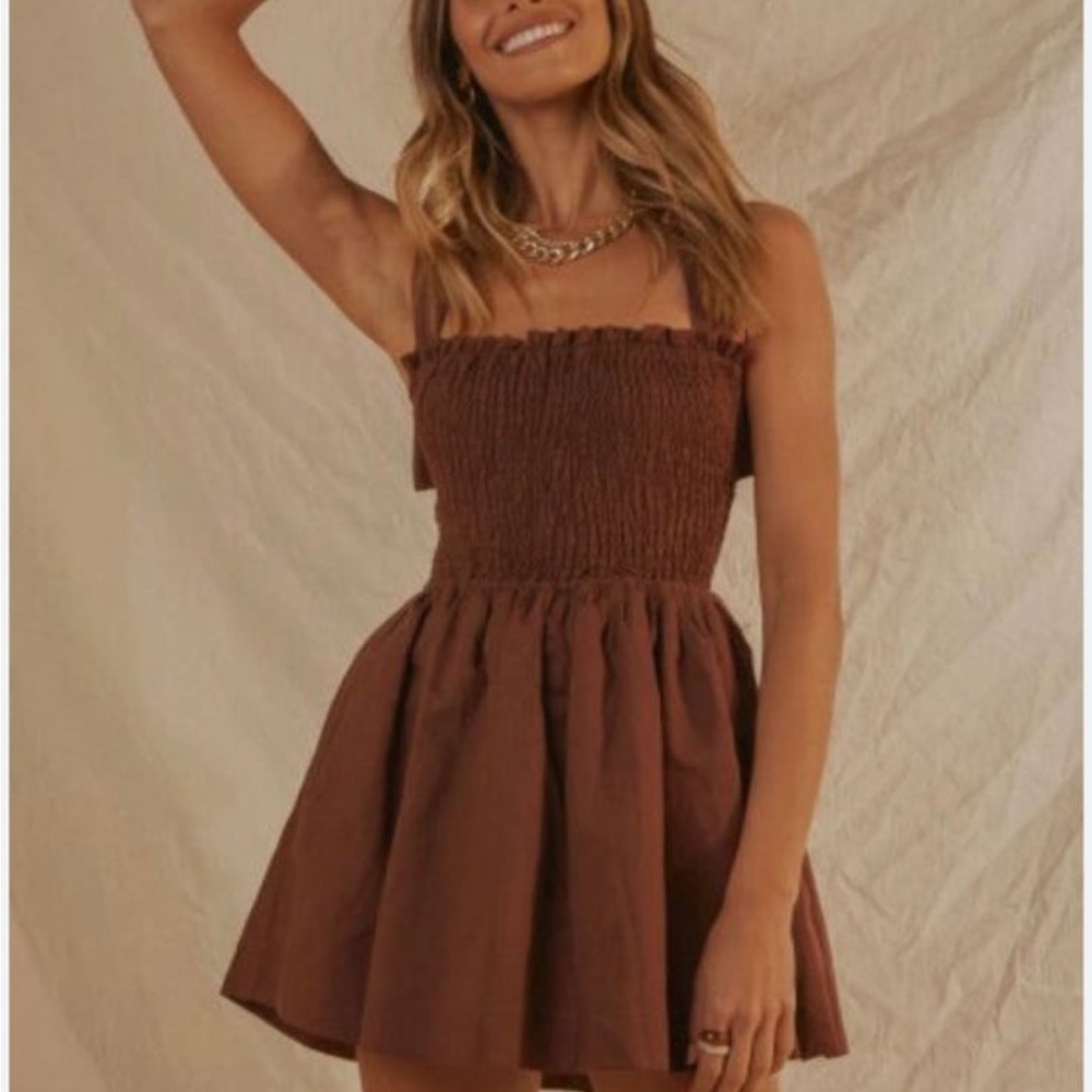 Peppermayo Chocolate Brown Mini Dress
